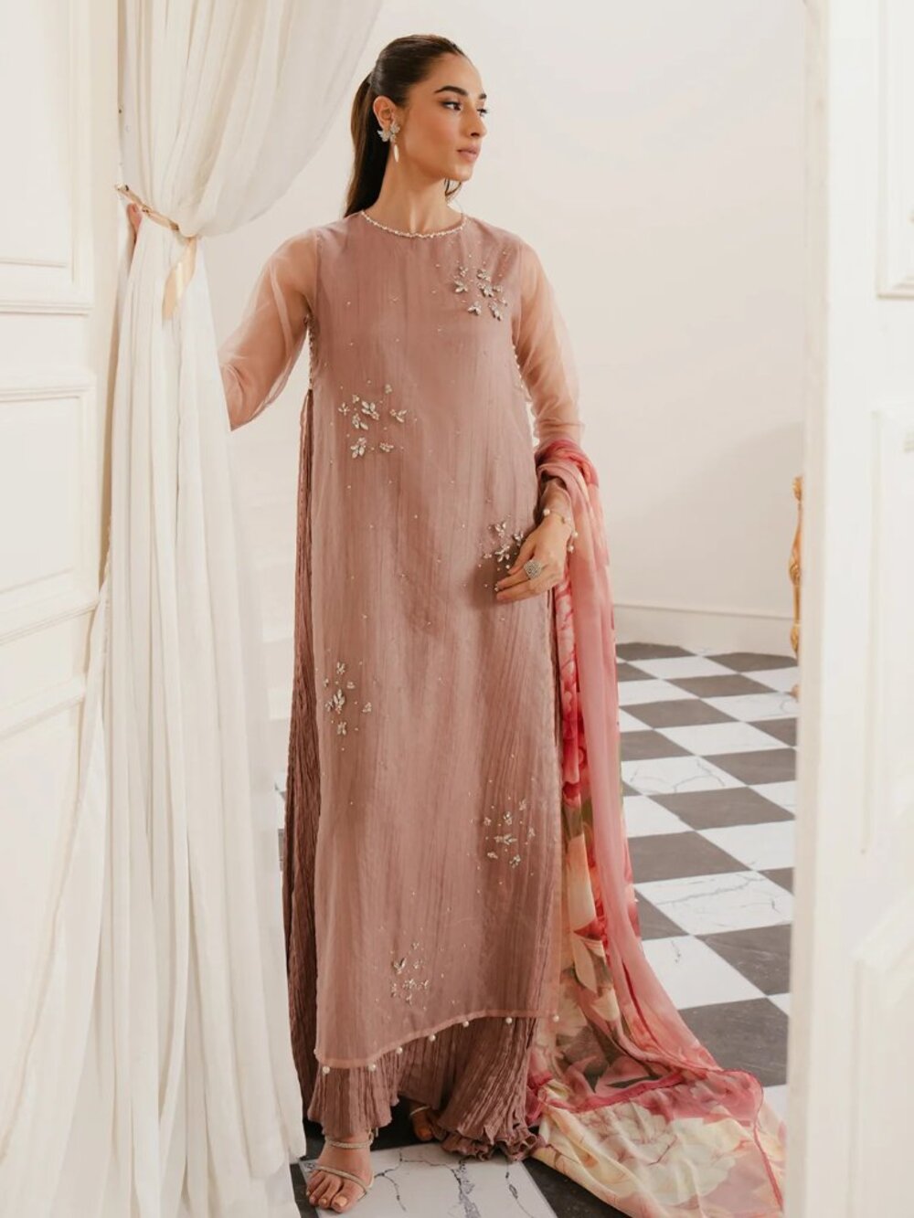 Lulusar Taria Dress | Size Small (S) | Organza | Crystal & Pearl Detailing